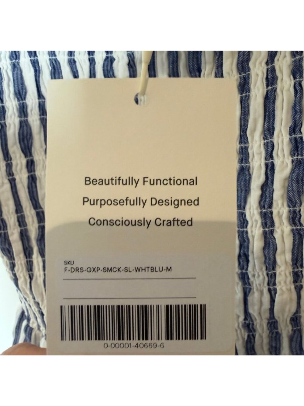 Everlane Gauze Smocked Midi Dress Blue White Stripe Size Medium NWT - Picture 3 of 5